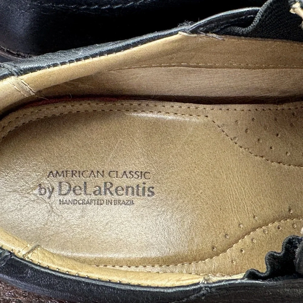 De La Rentis Black Pebble Grain Leather Slip On‎ Loafers #AC-1103 Men's Size 9 M